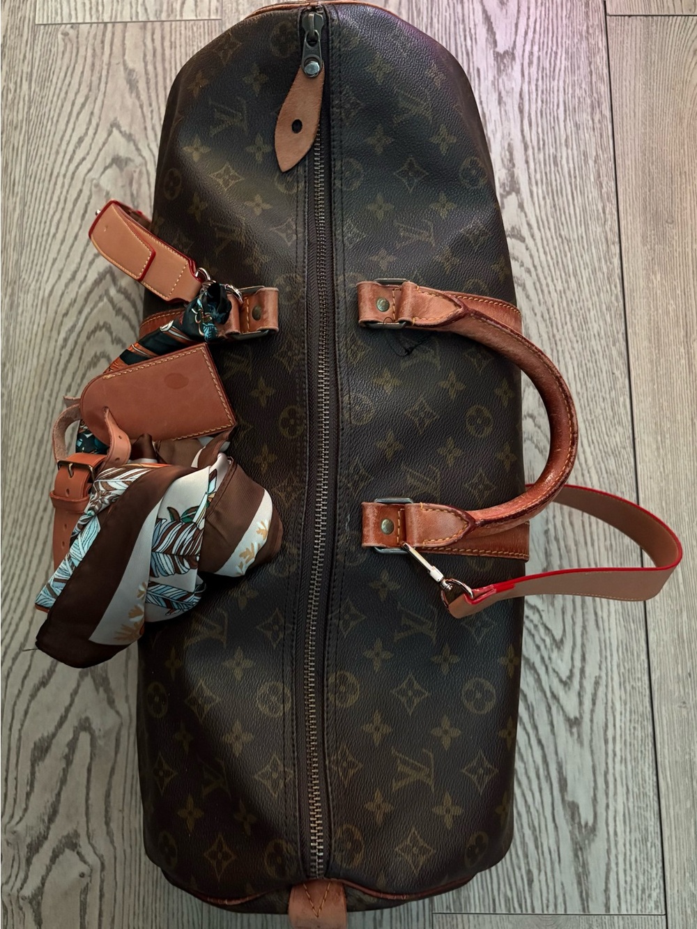 Louis Vuitton Brown Monogram Duffel Bag with Brass Lock- 50 keep all - Picture 7 of 8